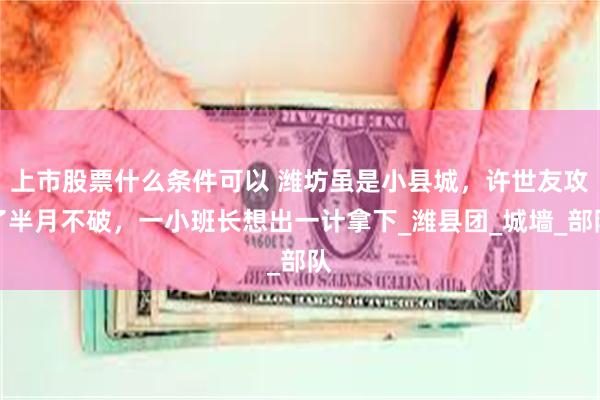 上市股票什么条件可以 潍坊虽是小县城，许世友攻了半月不破，一小班长想出一计拿下_潍县团_城墙_部队
