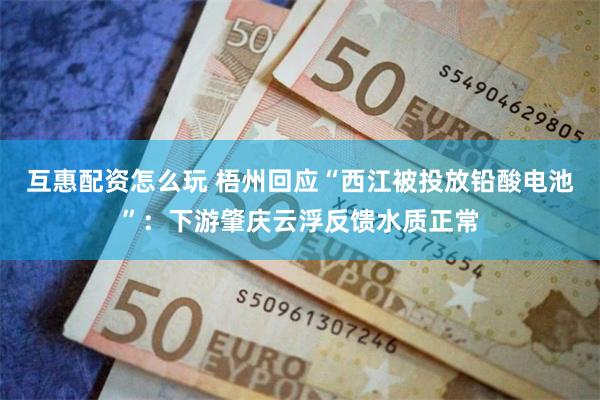 互惠配资怎么玩 梧州回应“西江被投放铅酸电池”：下游肇庆云浮反馈水质正常