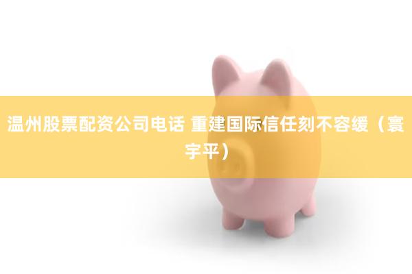 温州股票配资公司电话 重建国际信任刻不容缓（寰宇平）